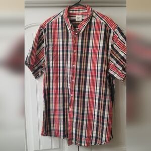 Men's Plaid Shirt - Red, Black, White